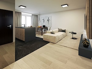 Nowoczesny Minimalizm - Średni biały salon z kuchnią z jadalnią - zdjęcie od DISENO INTERIORS - Apartamenty PREMIUM