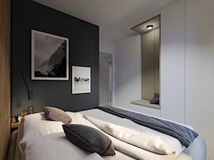 Modern Small Apartment - Średnia czarna szara sypialnia - zdjęcie od DISENO INTERIORS - Apartamenty PREMIUM