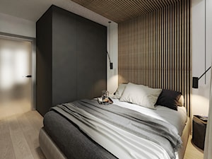 Nowoczesny Minimalizm - Mała szara sypialnia - zdjęcie od DISENO INTERIORS - Apartamenty PREMIUM