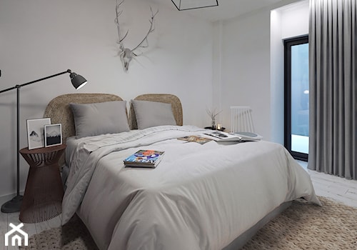 Cozy Loft Industrial - Średnia biała sypialnia z balkonem / tarasem - zdjęcie od DISENO INTERIORS - Apartamenty PREMIUM