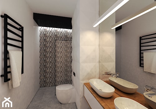 Średnia na poddaszu bez okna z dwoma umywalkami łazienka - zdjęcie od DISENO INTERIORS - Apartamenty PREMIUM