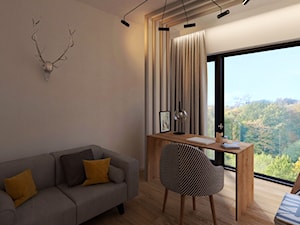 Modern Loft Design - Małe w osobnym pomieszczeniu z sofą szare biuro - zdjęcie od DISENO INTERIORS - Apartamenty PREMIUM