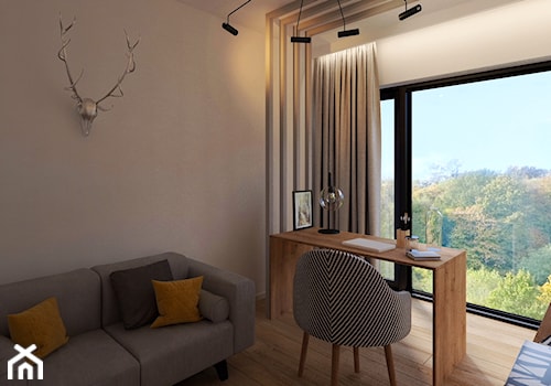 Modern Loft Design - Małe w osobnym pomieszczeniu z sofą szare biuro - zdjęcie od DISENO INTERIORS - Apartamenty PREMIUM