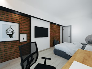 Średnia biała z biurkiem sypialnia - zdjęcie od DISENO INTERIORS - Apartamenty PREMIUM