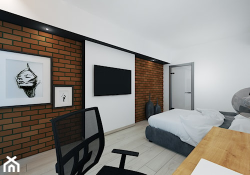 Średnia biała z biurkiem sypialnia - zdjęcie od DISENO INTERIORS - Apartamenty PREMIUM