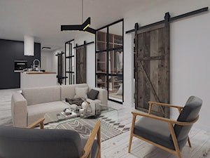 Cozy Loft Industrial - Mały szary salon z kuchnią z jadalnią - zdjęcie od DISENO INTERIORS - Apartamenty PREMIUM