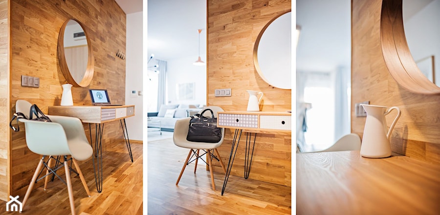 Apartament Wood & White - Mały hol / przedpokój - zdjęcie od DISENO INTERIORS - Apartamenty PREMIUM