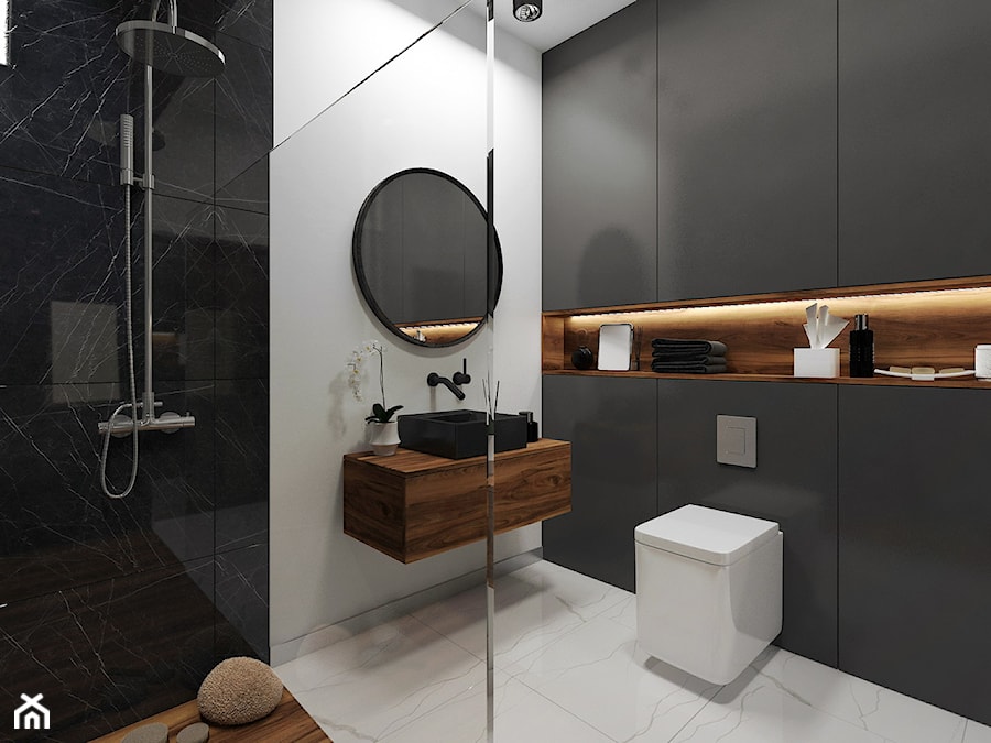 Apartament przy parku- Minimalism Modern - Średnia łazienka - zdjęcie od DISENO INTERIORS - Apartamenty PREMIUM