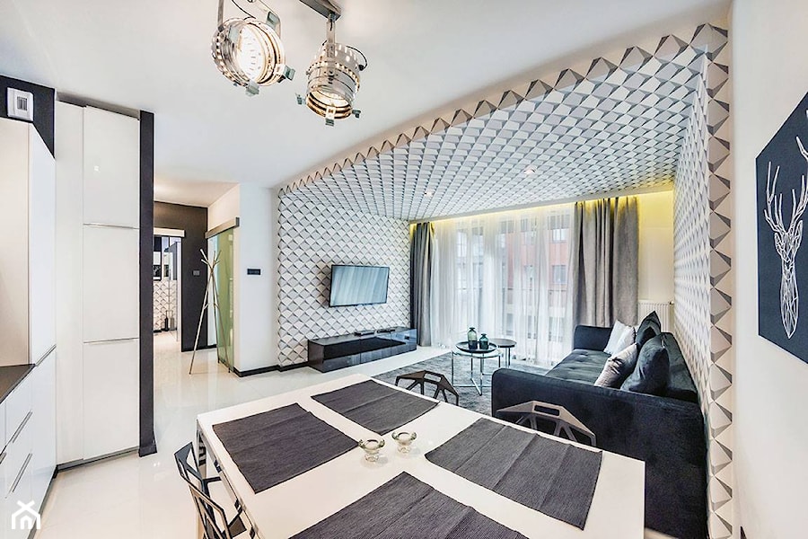 Projekt Apartamentu pod wynajem krótkoterminowy - konkurs - Salon - zdjęcie od DISENO INTERIORS - Apartamenty PREMIUM