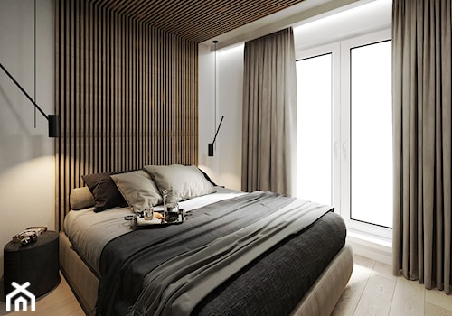 Nowoczesny Minimalizm - Średnia biała sypialnia z balkonem / tarasem - zdjęcie od DISENO INTERIORS - Apartamenty PREMIUM