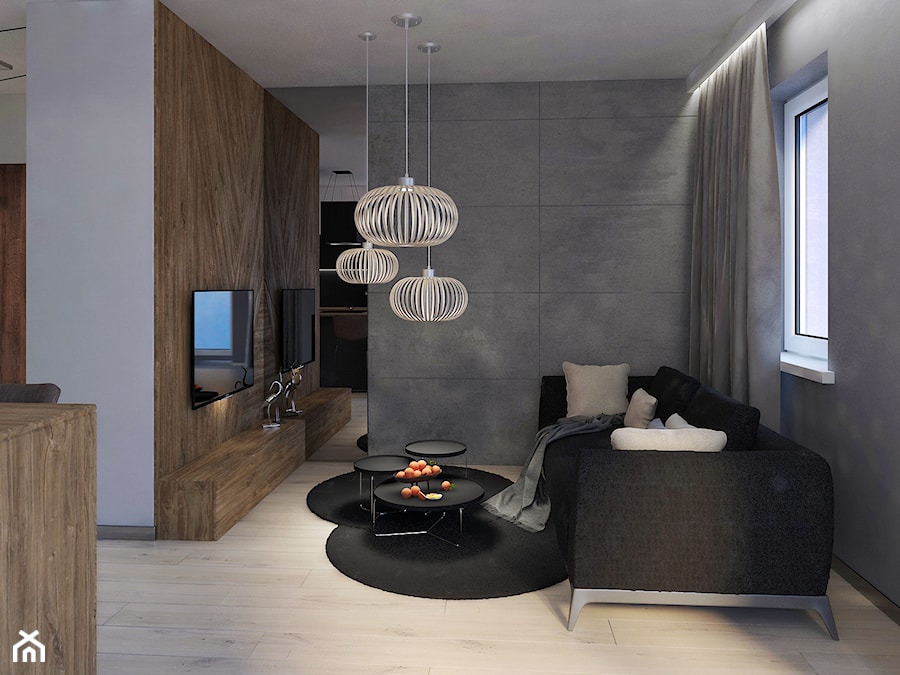 Modern Small Apartment - Mały szary salon - zdjęcie od DISENO INTERIORS - Apartamenty PREMIUM