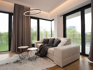 Realizacja Apartamentu z widokiem na Park - Mały beżowy salon - zdjęcie od DISENO INTERIORS - Apartamenty PREMIUM