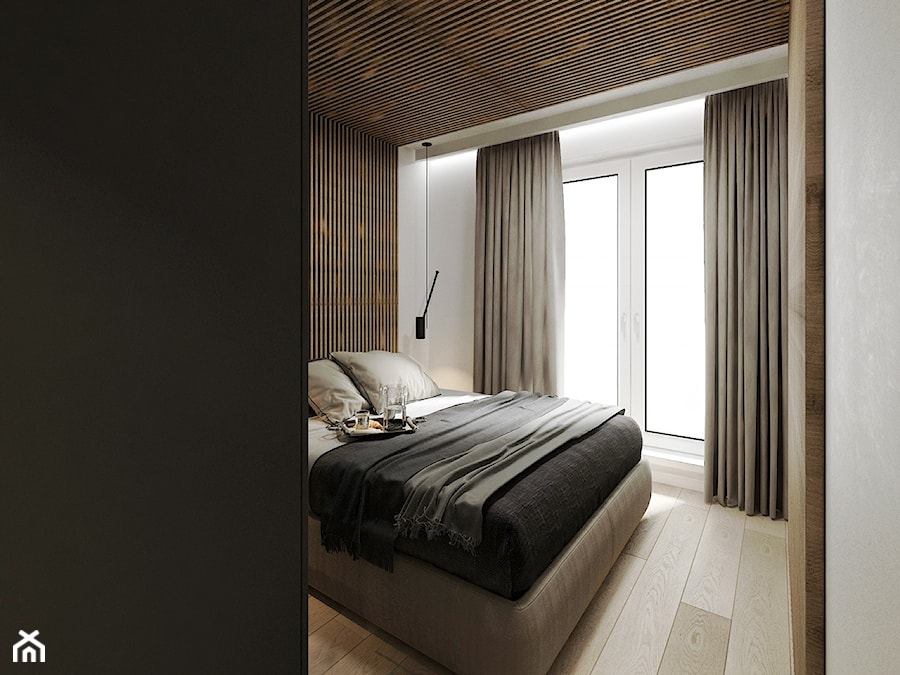 Nowoczesny Minimalizm - Mała biała sypialnia - zdjęcie od DISENO INTERIORS - Apartamenty PREMIUM