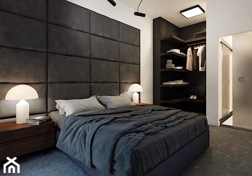 Elegancki Minimalizm - Średnia czarna szara sypialnia - zdjęcie od DISENO INTERIORS - Apartamenty PREMIUM