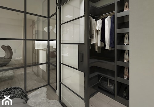 Industrial Loft - Mała otwarta garderoba przy sypialni - zdjęcie od DISENO INTERIORS - Apartamenty PREMIUM