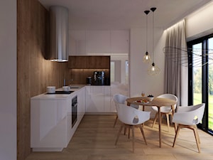 Modern Loft Design - Średnia otwarta z salonem z zabudowaną lodówką z podblatowym zlewozmywakiem kuchnia w kształcie litery l z oknem - zdjęcie od DISENO INTERIORS - Apartamenty PREMIUM