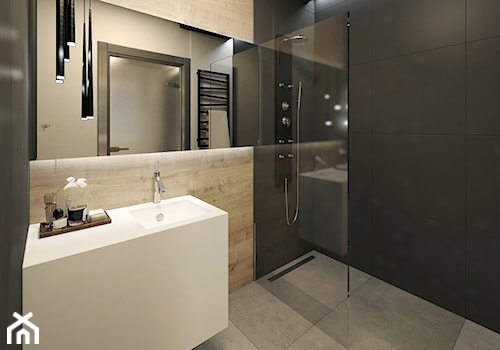 Nowoczesny Minimalizm - Średnia bez okna z lustrem łazienka - zdjęcie od DISENO INTERIORS - Apartamenty PREMIUM