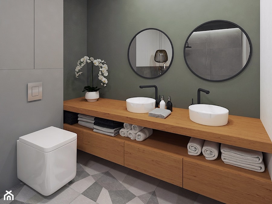 Cozy Loft Industrial - Mała z dwoma umywalkami łazienka - zdjęcie od DISENO INTERIORS - Apartamenty PREMIUM