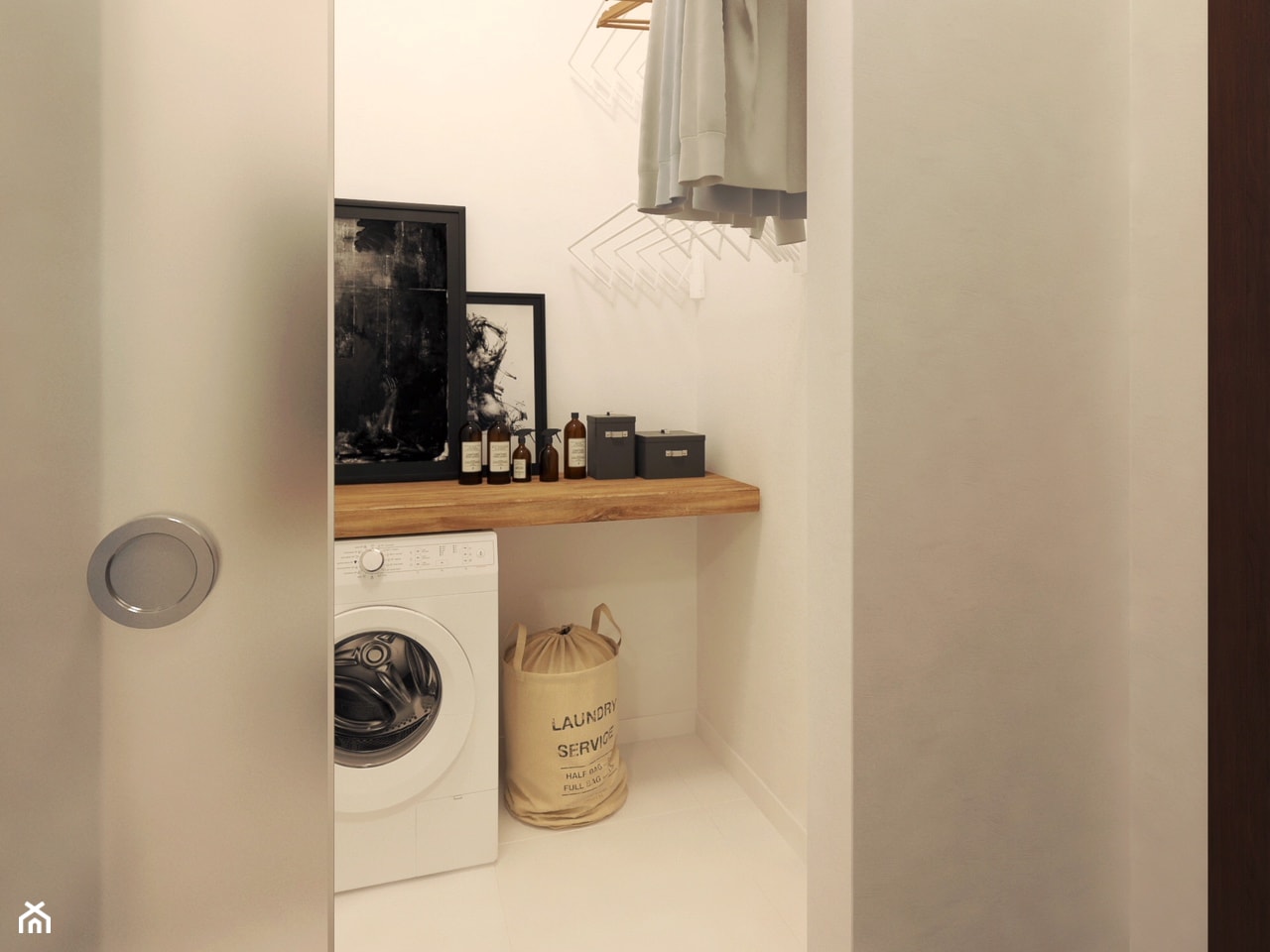 Elegancki Minimalizm - Mała bez okna z pralką / suszarką łazienka - zdjęcie od DISENO INTERIORS - Apartamenty PREMIUM - Homebook