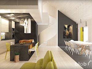 Wnętrze strefy dziennej w domu-II MIEJSCE w konkursieF&DQ BEST INTERIOR CONTEST - zdjęcie od BLOB architekci