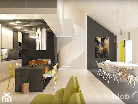 Aranżacje wnętrz - Salon: Wnętrze strefy dziennej w domu-II MIEJSCE w konkursieF&DQ BEST INTERIOR CONTEST - BLOB architekci. Przeglądaj, dodawaj i zapisuj najlepsze zdjęcia, pomysły i inspiracje designerskie. W bazie mamy już prawie milion fotografii!