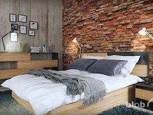 Wnętrze sypialni z ceglaną ścianą - nagroda w konkursie Maxliving - zdjęcie od BLOB architekci