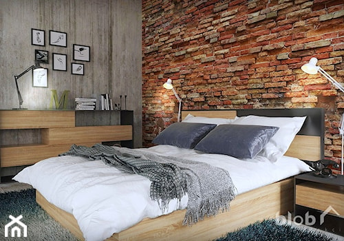 Wnętrze sypialni z ceglaną ścianą - nagroda w konkursie Maxliving - zdjęcie od BLOB architekci