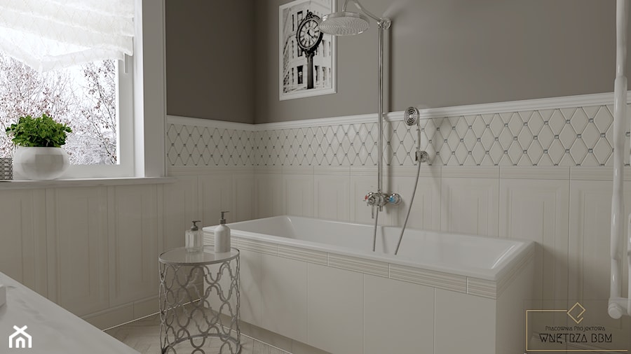 Biała łazienka w angielskim stylu - Łazienka, styl tradycyjny - zdjęcie od Pracownia Projektowa WnętrzaBBM