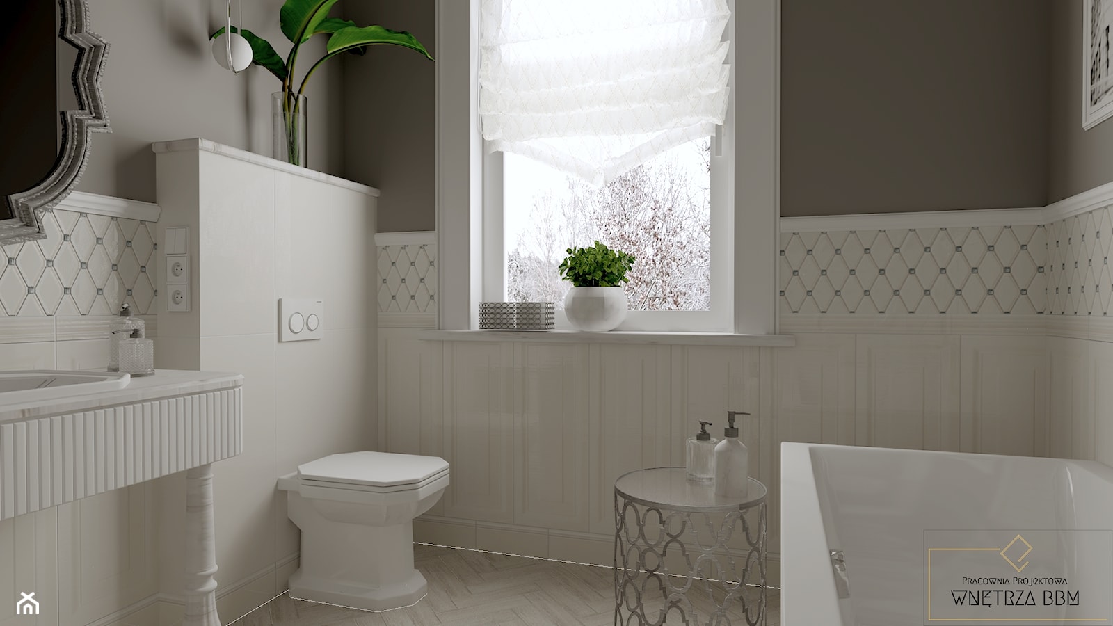 Biała łazienka w angielskim stylu - Łazienka, styl tradycyjny - zdjęcie od Pracownia Projektowa WnętrzaBBM - Homebook