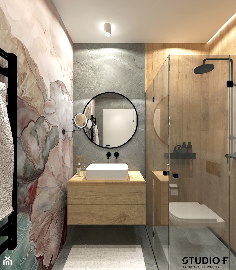 Projekt łazienki Łagiewniki - Łazienka, styl minimalistyczny - zdjęcie od STUDIO-F