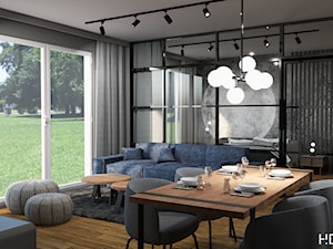 LOFT Z INDUSTRALNYM PRZESZKLENIEM - Salon, styl nowoczesny - zdjęcie od DM HOME DESIGN