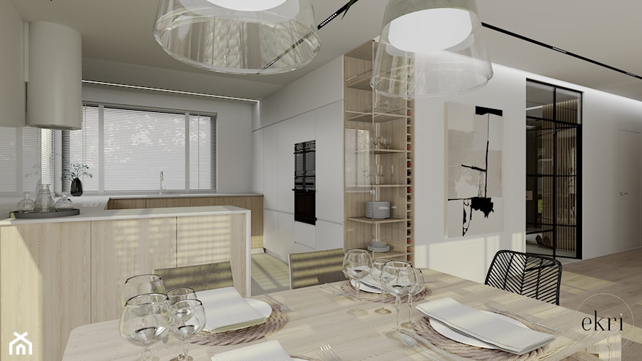 Jaśminowa - Projekt aranżacji wnętrza w domu jednorodzinnym - Jadalnia, styl nowoczesny - zdjęcie od E K R I Pracownia Architektoniczna