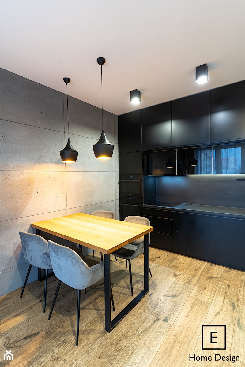 Mieszkanie z czarną kuchnią w Kaliszu - Jadalnia, styl industrialny - zdjęcie od E Home Design