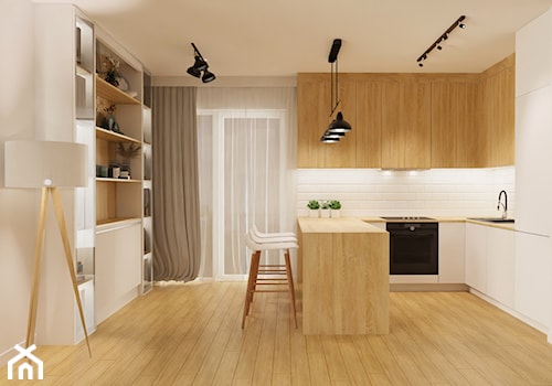 Projekt salonu z kuchnią - Kuchnia, styl skandynawski - zdjęcie od E Home Design