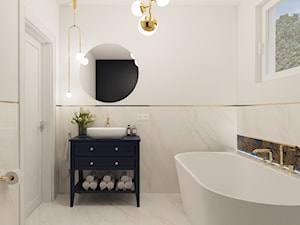 Projekt biało-granatowej łazienki - Łazienka, styl glamour - zdjęcie od E Home Design