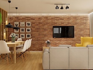 Projekt salonu z kuchnią - Salon, styl skandynawski - zdjęcie od E Home Design