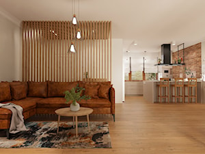 Projekt części dziennej w domu jednorodzinnym w Kaliszu - Salon, styl nowoczesny - zdjęcie od E Home Design