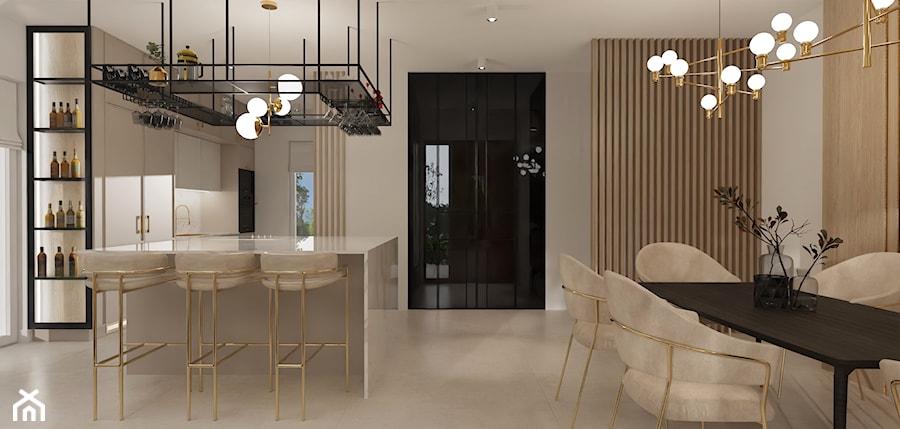 Projekt eleganckiego domu pod Wrocławiem - Jadalnia, styl glamour - zdjęcie od E Home Design