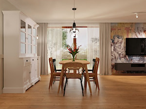 Projekt części dziennej w domu jednorodzinnym w Kaliszu - Jadalnia, styl rustykalny - zdjęcie od E Home Design