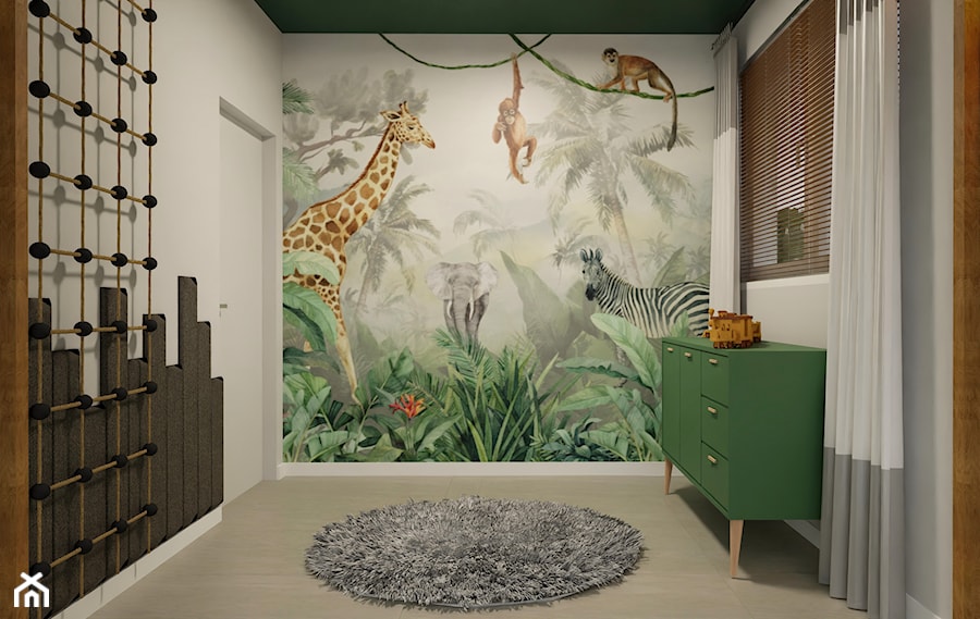 Pokój dziecka z motywem safari - Średni z motywem dżungli z motywem zwierząt pokój dziecka, styl nowoczesny - zdjęcie od E Home Design