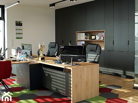 Aranżacje wnętrz - Biuro: Realizacja projektu biura - Biuro, styl nowoczesny - E Home Design. Przeglądaj, dodawaj i zapisuj najlepsze zdjęcia, pomysły i inspiracje designerskie. W bazie mamy już prawie milion fotografii!