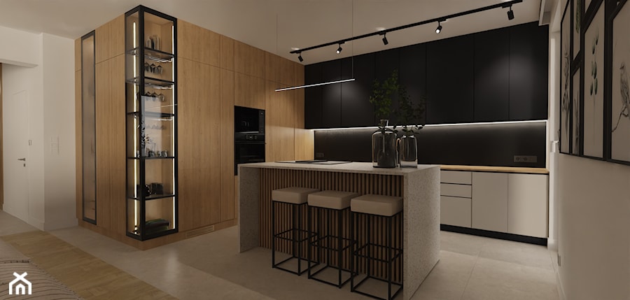 Projekt przebudowy domu parterowego - Kuchnia, styl nowoczesny - zdjęcie od E Home Design