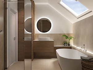 Beżowa łazienka z wanną - Łazienka, styl nowoczesny - zdjęcie od E Home Design