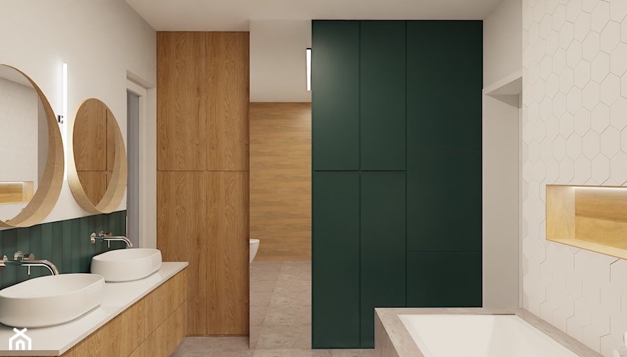 Zielona łazienka - Łazienka, styl nowoczesny - zdjęcie od E Home Design