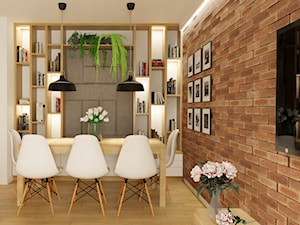 Projekt salonu z kuchnią - Jadalnia, styl skandynawski - zdjęcie od E Home Design