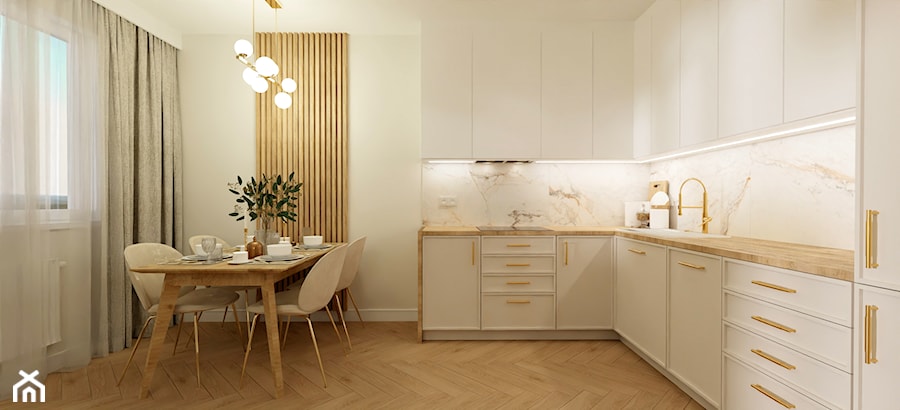 Kobiece mieszkanie w Łodzi - Kuchnia, styl glamour - zdjęcie od E Home Design