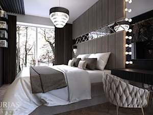 Złoto i czerń w Rzeszowie - Sypialnia, styl nowoczesny - zdjęcie od Murjas Design Projektowanie wnetrz