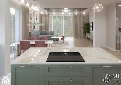 Pastelowe wnętrze - Kuchnia, styl glamour - zdjęcie od Murjas Design Projektowanie wnetrz