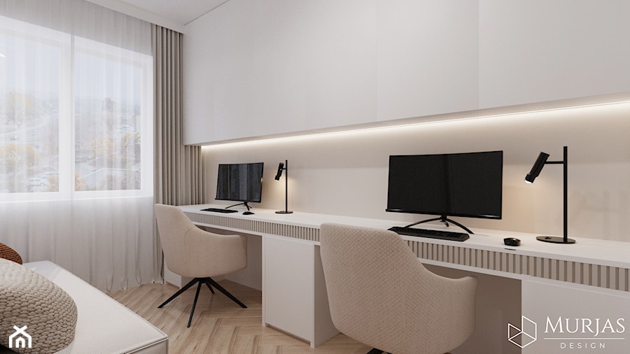 Japandi W Krakowie - Biuro, styl minimalistyczny - zdjęcie od Murjas Design Projektowanie wnetrz