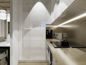 Projekt domu 35m2 POTAMIA z antresolą + budynek gospodarczy z garażem - Kuchnia, styl nowoczesny - zdjęcie od KC Interior-Plan Studio Projektowe Toruń